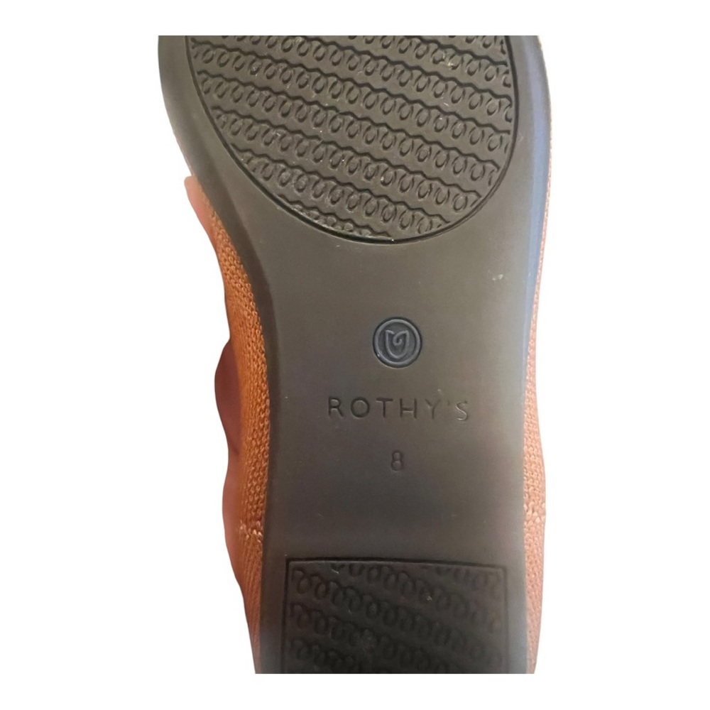 Rothy's Rust Orange Ballet Flats with Blue Trim - Picture 14 of 15